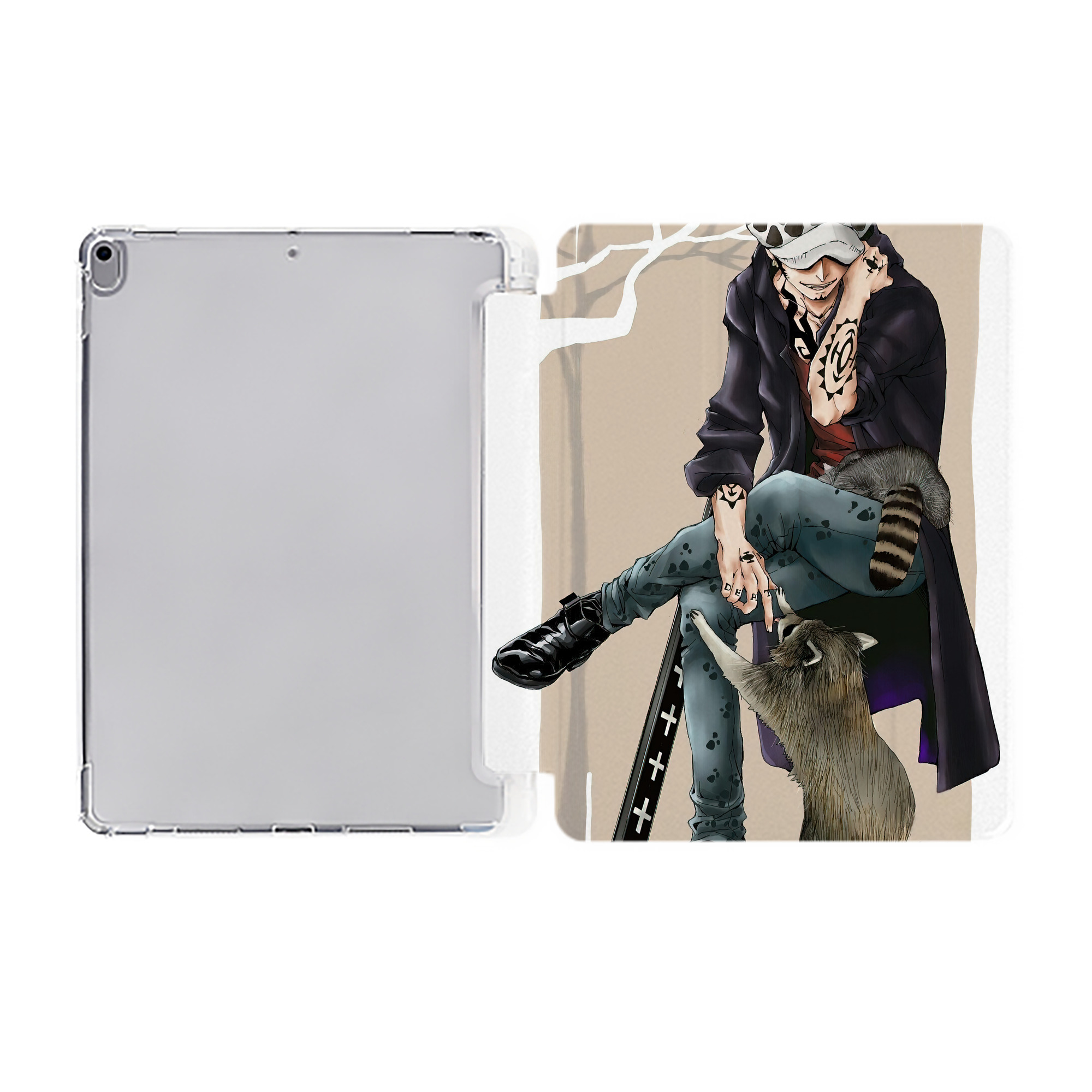（画像用） ワンピース ONE PIECE IPad ケース ペン収納付き 三つ折りスタンド PUレザー×シリコン 対応機種9.5/10.5/10.9インチ
